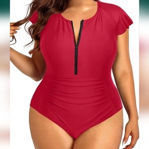 Holipic swimsuit tummy control cap sleeves
